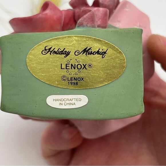 Lenox White and Pink Cat Figurine Ornament - Picture 5 of 5